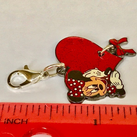 Vintage Disney Minnie Mouse Heart Purse Charm Clip On Zipper Pull Bag Signed - Picture 6 of 8